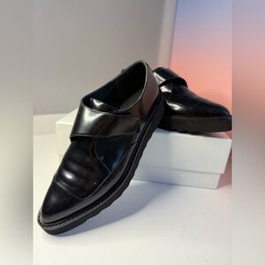 Vince black leather loafers